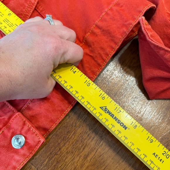 Zara Vibrant Red cropped women’s denim jean Jacket size xxl 100% cotton - Picture 4 of 6